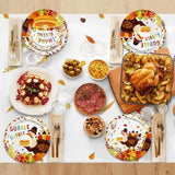 Thanksgiving Turkey Party Kit - Autumn Dinnerware Set with Plates, Cups & Decor