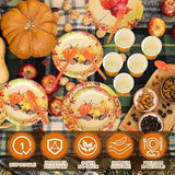 175PCS Fall Maple Leaf Dinnerware Set - Thanksgiving Plates, Cups, Napkins & Cutlery for 25 Guests