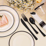 Black Rim Disposable Dinnerware Set: 50 Guests