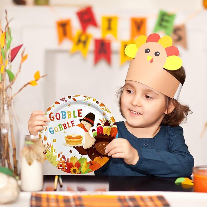 Thanksgiving Turkey Party Kit Autumn Disposable Dinnerware Set with Plates and Napkins for 50