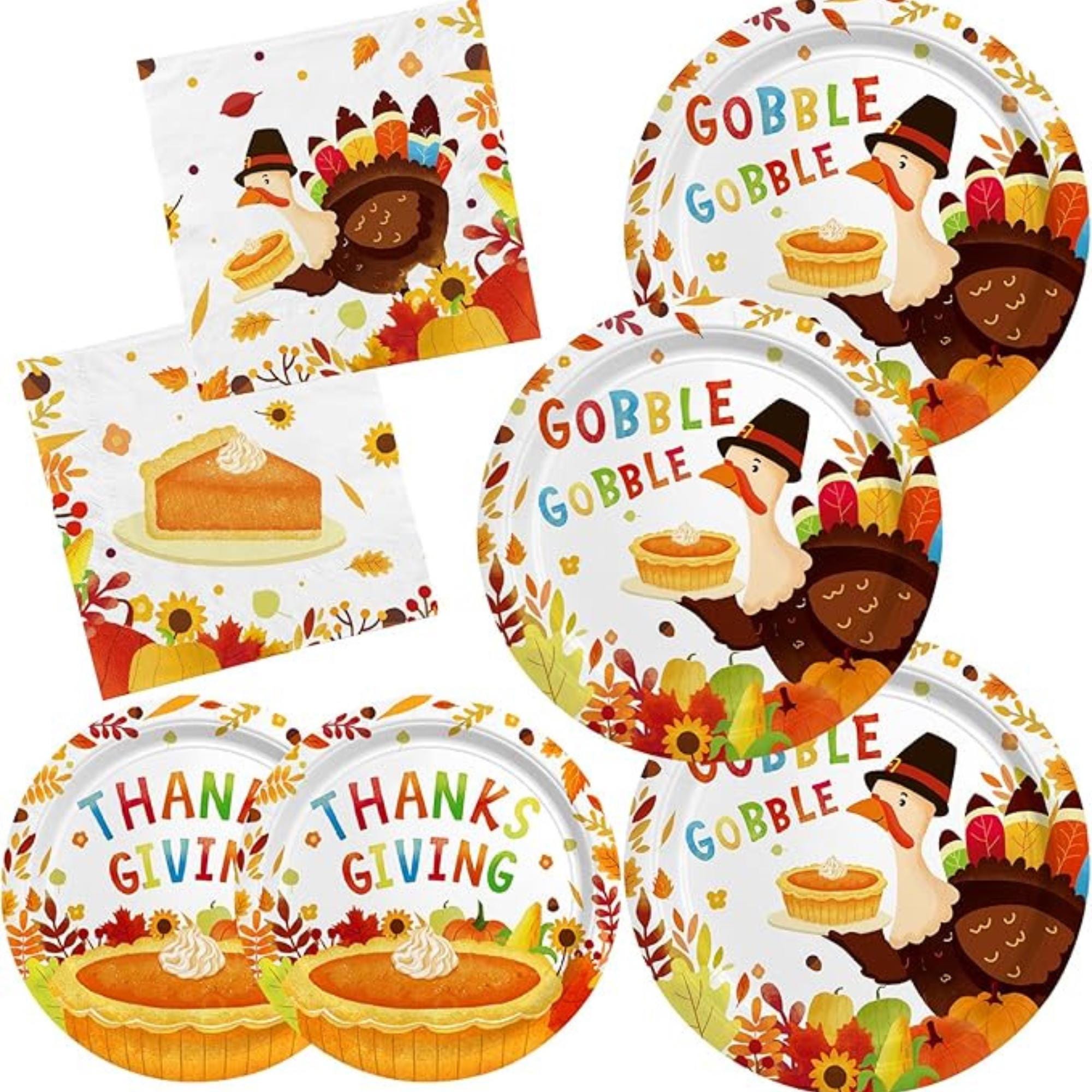 Thanksgiving Turkey Party Kit Autumn Disposable Dinnerware Set with Plates and Napkins for 50