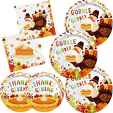 Thanksgiving Turkey Party Kit Autumn Disposable Dinnerware Set with Plates and Napkins for 50