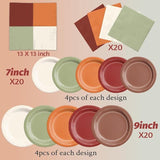 Fall Party Tableware Set: 60PCS Autumn Plates and Napkins
