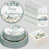 Thanksgiving Plates, Napkins & Cutlery Set: 264 Pcs Autumn Harvest Table Decor