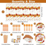 Thanksgiving Tableware Set: 194 Pcs Plates, Cups, Napkins & Cutlery - Serves 24