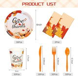 Give Thanks Party Set: 152 Pcs Plates, Cups & Tablecloths for Fall Dinner