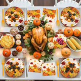 Thanksgiving Plates & Napkins Set: 100 Pcs Pumpkin Dinnerware - Serves 25