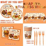 Thanksgiving Tableware Set: 142 Pcs Plates, Napkins & Tablecloth for Fall Dinner