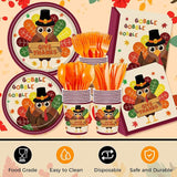 Fall Thanksgiving Party Kit: 185 Pcs Plates, Napkins, Cutlery, Decor - Serves 24