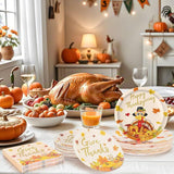 Thanksgiving Plates & Napkins Set: 150 Pcs Turkey Dinnerware - Serves 50