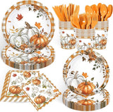 Fall Pumpkin Party Supplies: 68 Pcs Plates, Cups & Napkins for 24 Guests