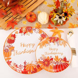 Thanksgiving Plastic Plates Set: 210 Pcs Orange/Red Dinnerware, Cutlery & Cups