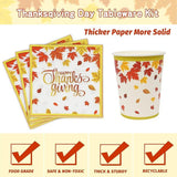 Thanksgiving Disposable Dinnerware Set 350 Pcs with Plates Cups Napkins and Cutlery