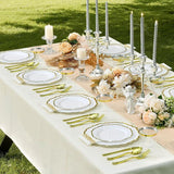 Gold Vintage Plastic Dinnerware Set: 25 Guests Disposable Plates, Cups & Cutlery