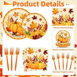 Fall Pumpkin Tableware Set: Disposable Plates, Napkins, Forks - 25 Guests