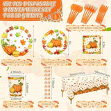 Fall Thanksgiving Party Supplies 452 Pcs Pumpkin Plates Napkins Cups Cutlery for 50