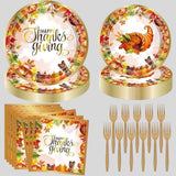 Thanksgiving Party Plates: Maple Leaf Autumn Tableware Set (96 Pcs)