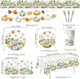 Watercolor Pumpkin Party Set: Disposable Autumn Tableware, 24 Guests