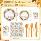 Fall Pumpkin Party Dinnerware Set: 50 Guests Disposable Tableware