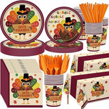 452PCS Turkey Thanksgiving Party Set for 50 Guests with Plates, Cups, Napkins & Cutlery