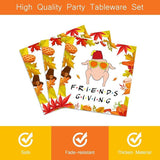 96PCS Thanksgiving Turkey Party Set with Plates, Napkins & Maple Leaf Tableware for Fall Dinner