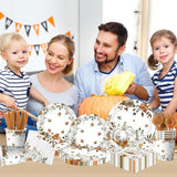 24PCS Fall Paper Plates and Napkins Set with Little Pumpkin Design for Autumn Parties