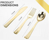 175PCS Gold Disposable Dinnerware Set for 25 Guests with Plates, Cups, Napkins & Silverware