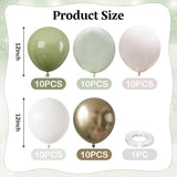 Dusty Green White Gold Balloons 50pcs Sage Olive Champagne for Wedding Baby Shower Party