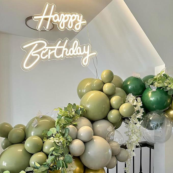Dusty Green White Gold Balloons 50pcs Sage Olive Champagne for Wedding Baby Shower Party