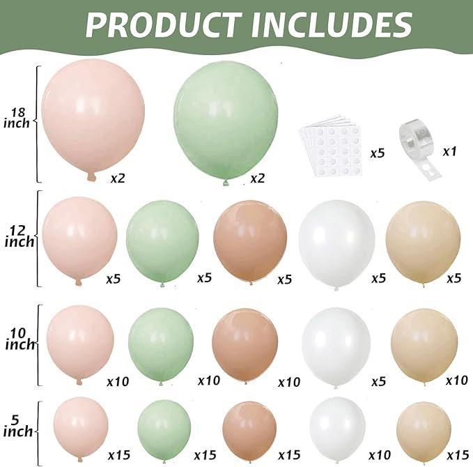 Dusty Green Pink Balloon Arch Kit Boho Garland for Bridal Shower Wedding Party