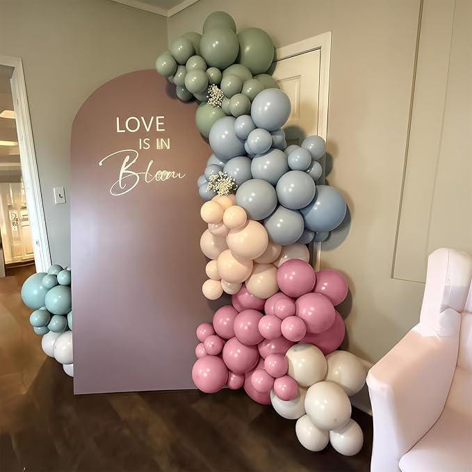 Pink Blue Green Balloons Retro Blush Sage Ivory Pastel for Baby Shower Birthday Party
