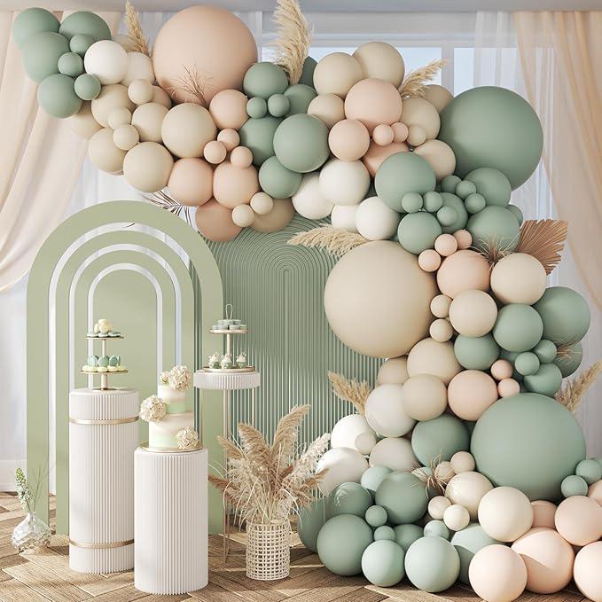 Neutral Balloon Arch Kit 149pcs Sage Green Nude White for Baby Shower Wedding Party