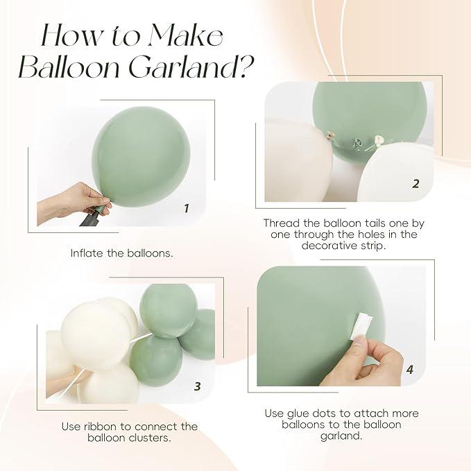 Neutral Balloon Arch Kit 149pcs Sage Green Nude White for Baby Shower Wedding Party