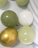 Pastel Sage Green Gold Balloons 60pcs 12inch Olive White for Baby Shower Party