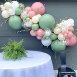 Pink and Green Balloons 60pcs 12inch Sage Olive White for Winter Baby Shower Party
