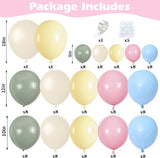 Pink Green Balloon Arch Kit Sage Blue Yellow White Pastel for Baby Shower Party