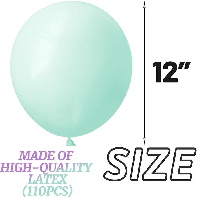 Pastel Green Balloons 110pcs 12inch Latex for Baby Shower Birthday Party