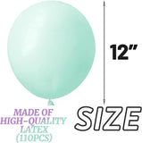 Pastel Green Balloons 110pcs 12inch Latex for Baby Shower Birthday Party