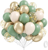 Sage Green Balloons 60pcs 12inch Sand White Gold for Baby Shower Wedding Party