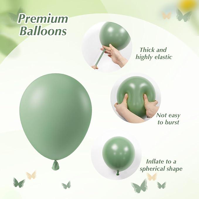 Sage Green Balloons 60pcs 12inch Sand White Gold for Baby Shower Wedding Party