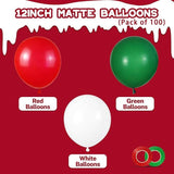 100 Pcs Christmas Red Green Balloons 12 Inch Latex Balloons for Party Decorations