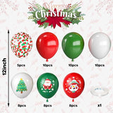 60 Pcs 12 Inch Christmas Balloons Red Green White with Confetti for Party Decor