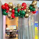 70 Pcs Red and Green Balloons with Gold for Birthday Wedding Party Decorations