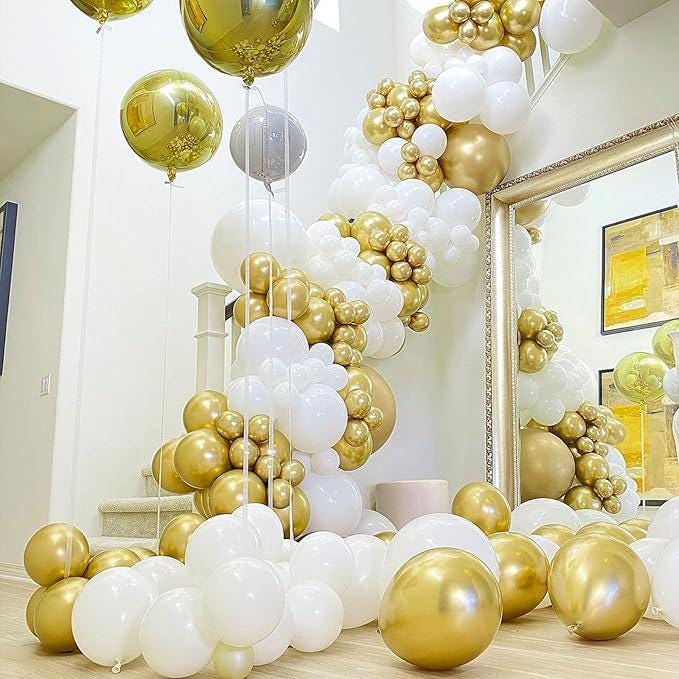 50 Pcs 12 Inch Metallic Gold Balloons for Balloon Arch Birthday Party Decorations
