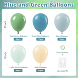 Blue and Green Balloon Set 60 Pcs for Baby Shower Bridal and Birthday Decor