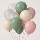 Retro Pink and Sage Green Balloon Set for Baby Shower Wedding and Party Decor