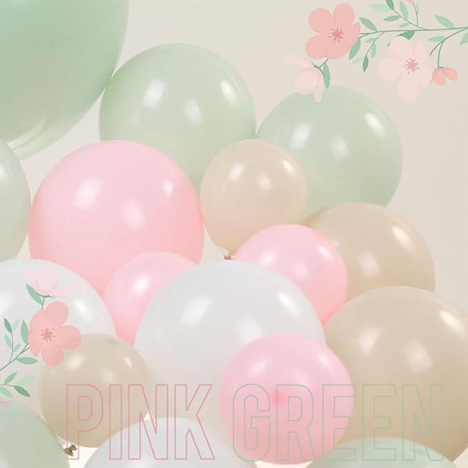 Pastel Balloon Arch Kit: Pink, Green, and White Baby Shower Decor