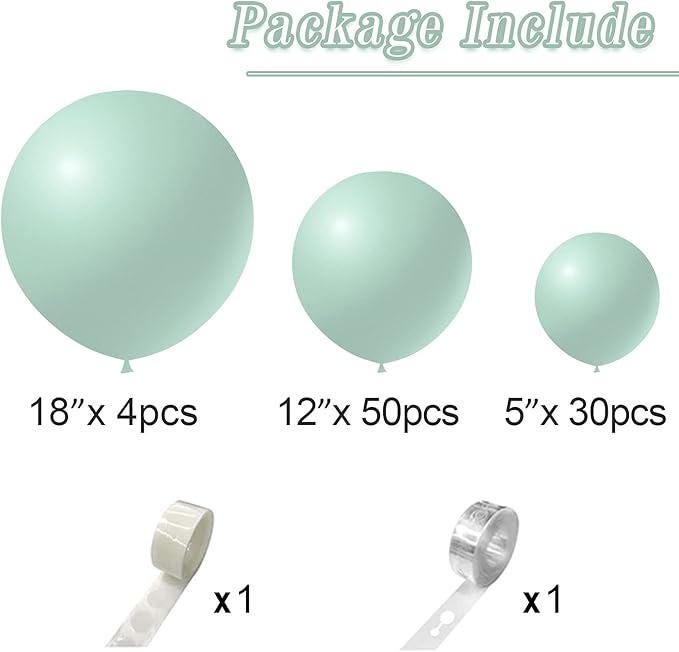 Pastel Mint Green Balloon Arch Kit: 84 Pcs Latex Balloons