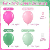 Pink and Green Balloon Set 60 Pcs for Hawaiian Baby Shower and Birthday Decor
