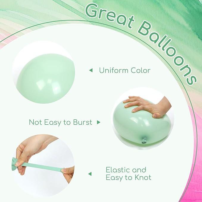 Pink and Green Balloon Set 60 Pcs for Hawaiian Baby Shower and Birthday Decor